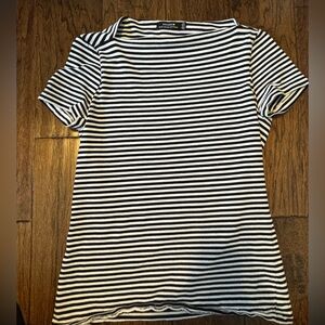 Kate Spade Saturday Black and White Striped Short Sleeve Top